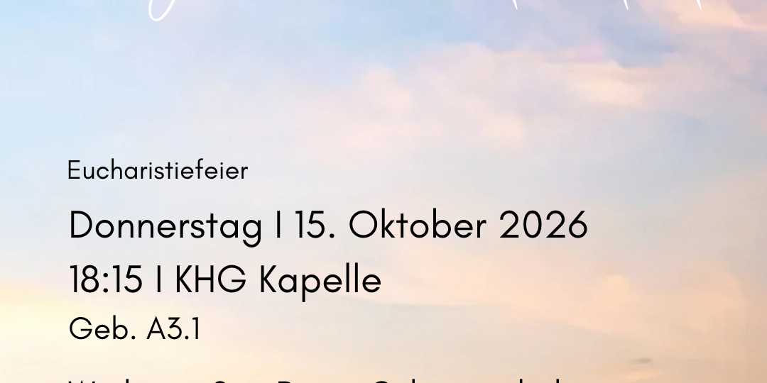 Semestereröffnungsgodi Bild Herbst Sonnenuntergang. Schrift und Werbung zum Semestereröffnungsgottesdienst